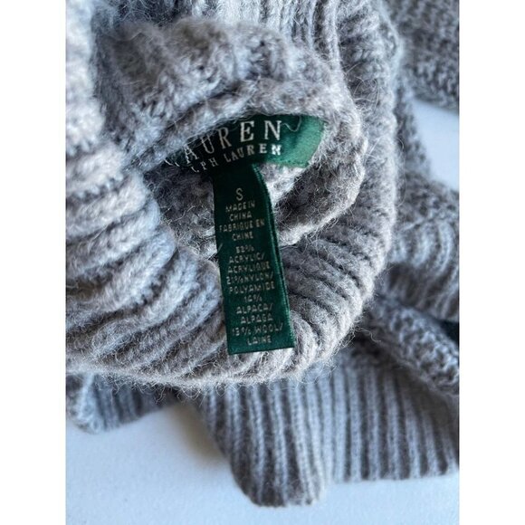Lauren Ralph Lauren Size Small Gray Striped Alpaca Wool Blend Turtleneck Sweater - Picture 7 of 7